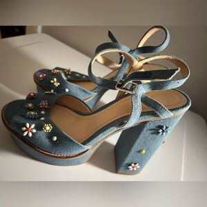 Zara Denim Strap Ankle Heel